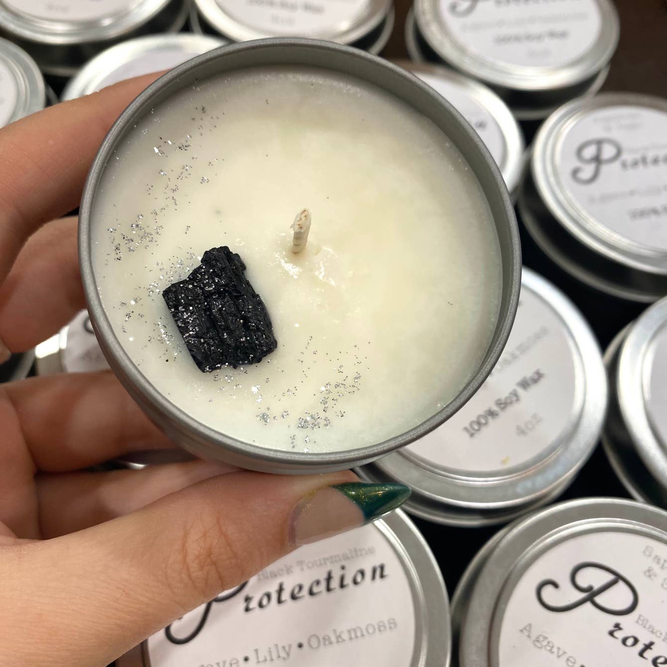 Black Tourmaline Protection Tin Candle