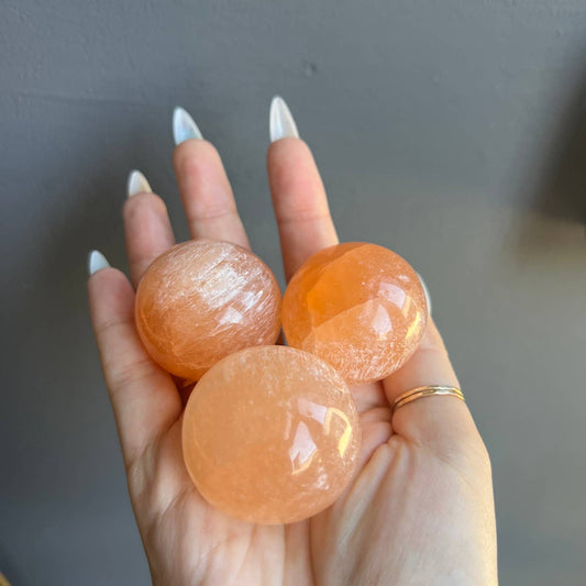 Small Peach Selenite Crystal Sphere