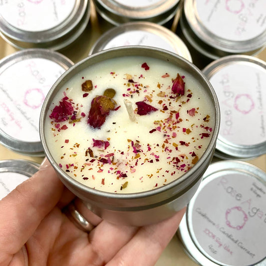 Rose Agate Tin Candle