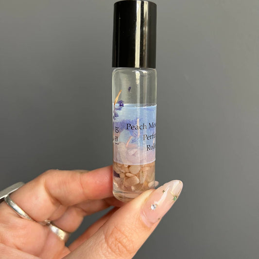 Peach Moonstone Crystal Perfume Roller