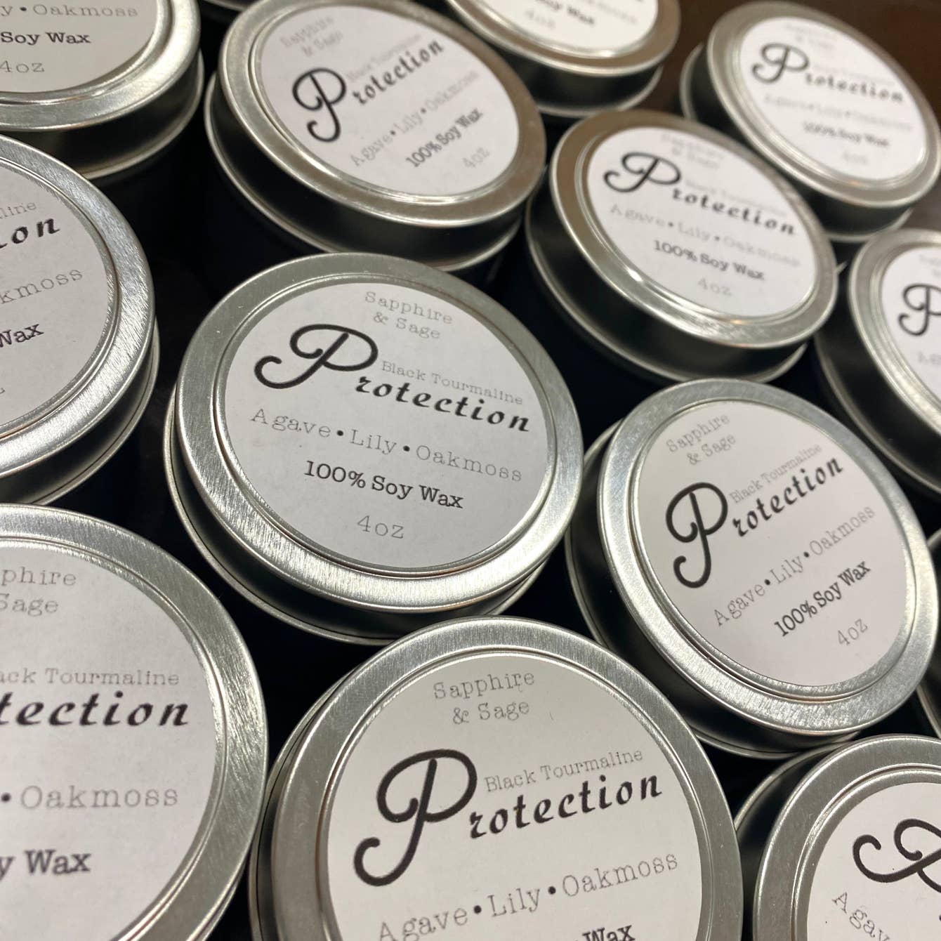 Black Tourmaline Protection Tin Candle