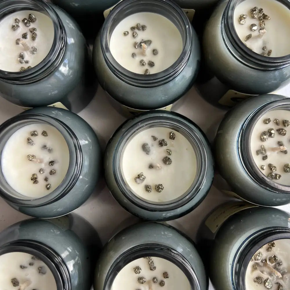 Gray Celeste Crystal Jar Candle 8oz with rhinestone top