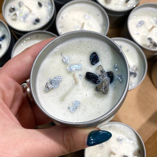 Shining Quartz Crystal Tin Candle