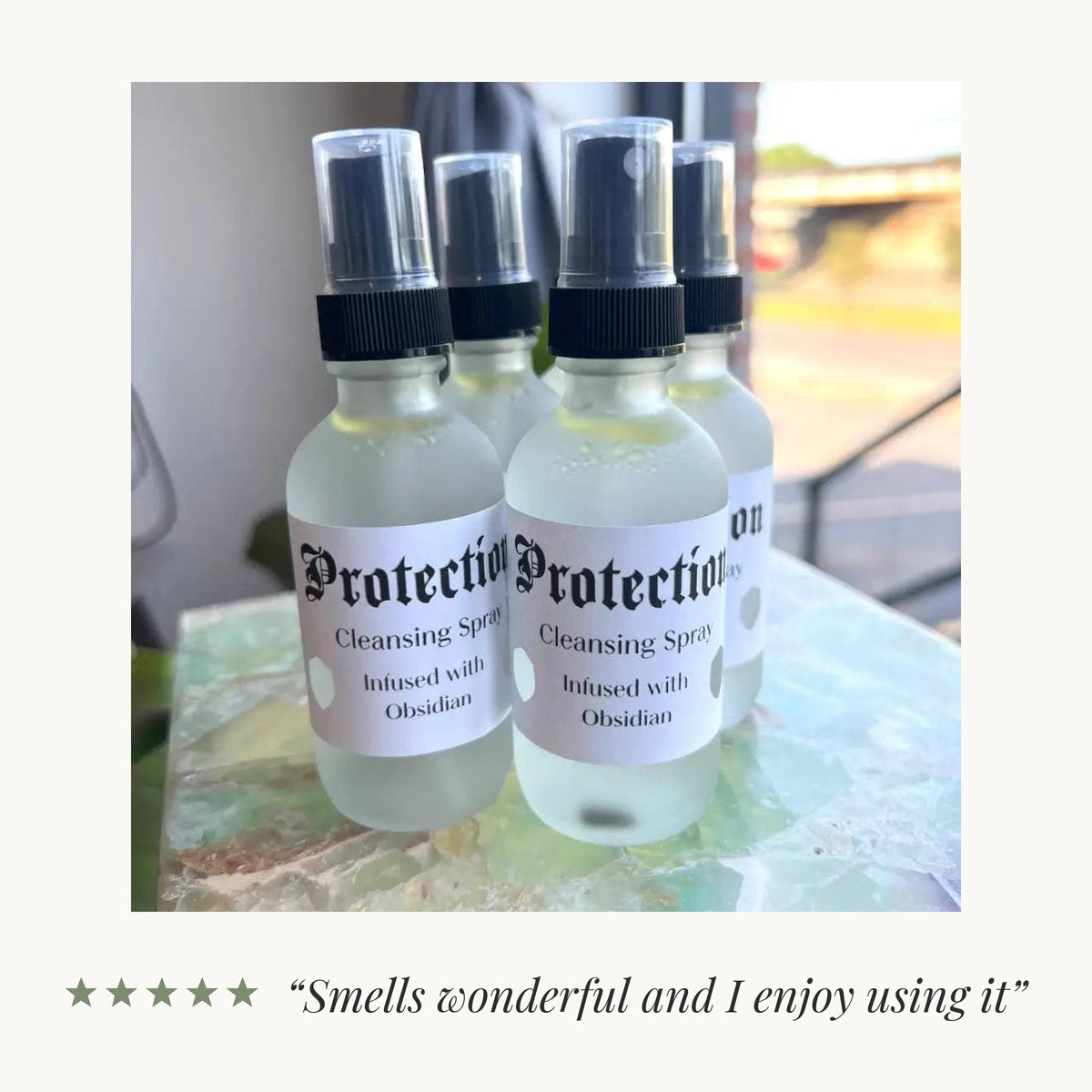 Five-star review from an Etsy buyer: “Smells wonderful and I enjoy using it”