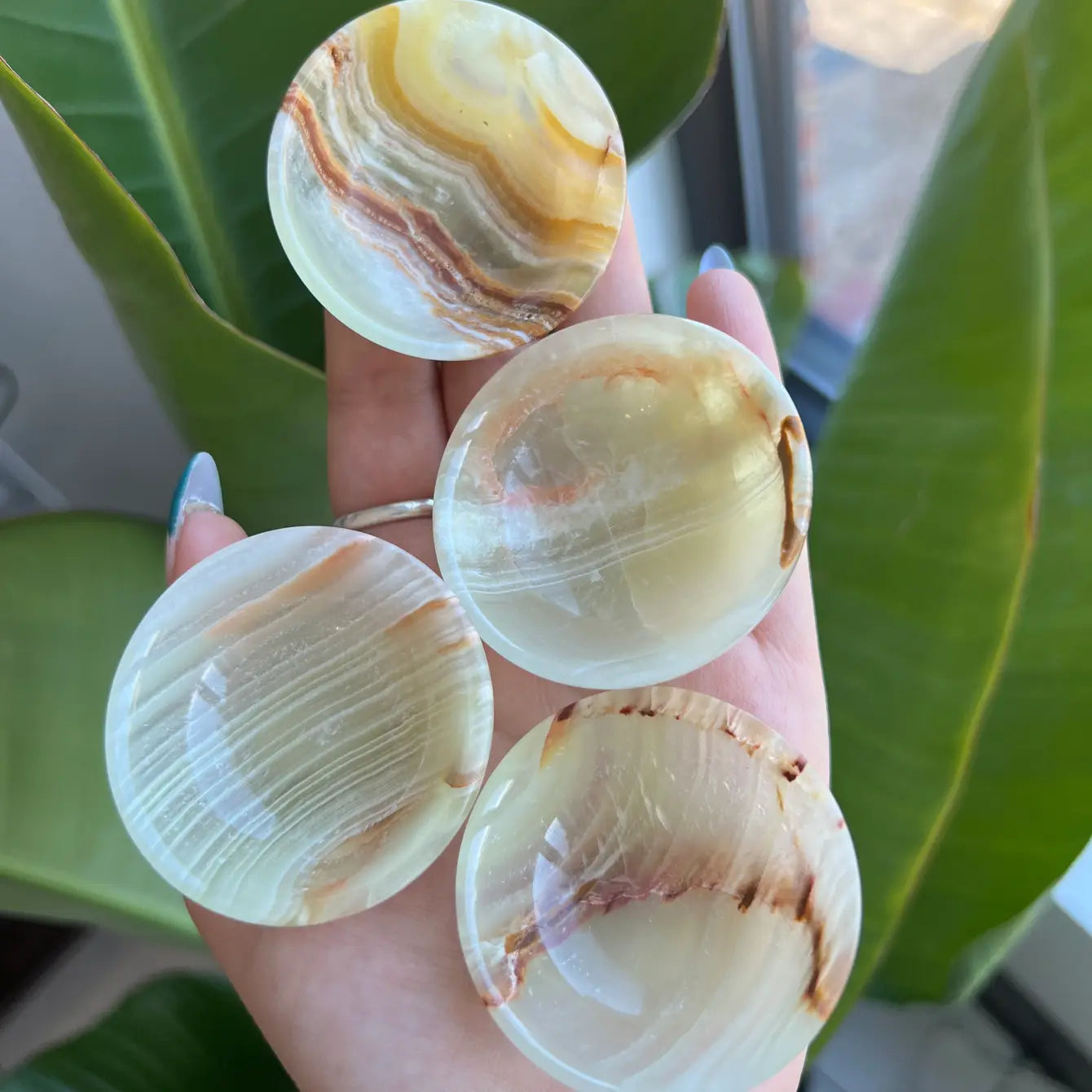 White and brown striped agate stone slices in Versatile Bowls for Serving and Display