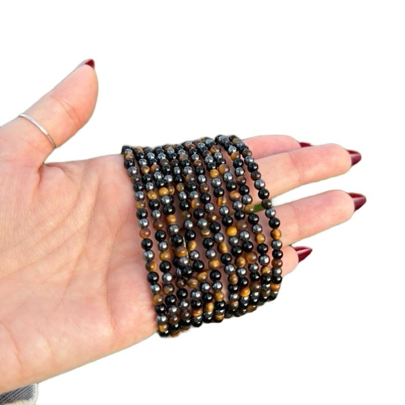 Protection Crystal Bracelet, Black Obsidian, Hematite and Tiger's Eye