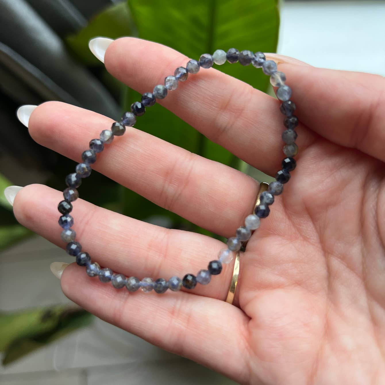 Iolite Faceted Beaded Crystal Bracelet