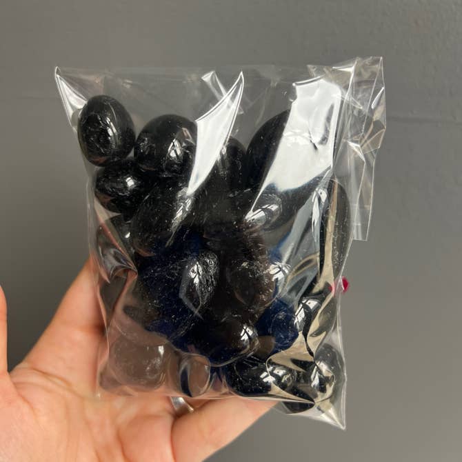 Black Tourmaline Crystal Tumble Bag