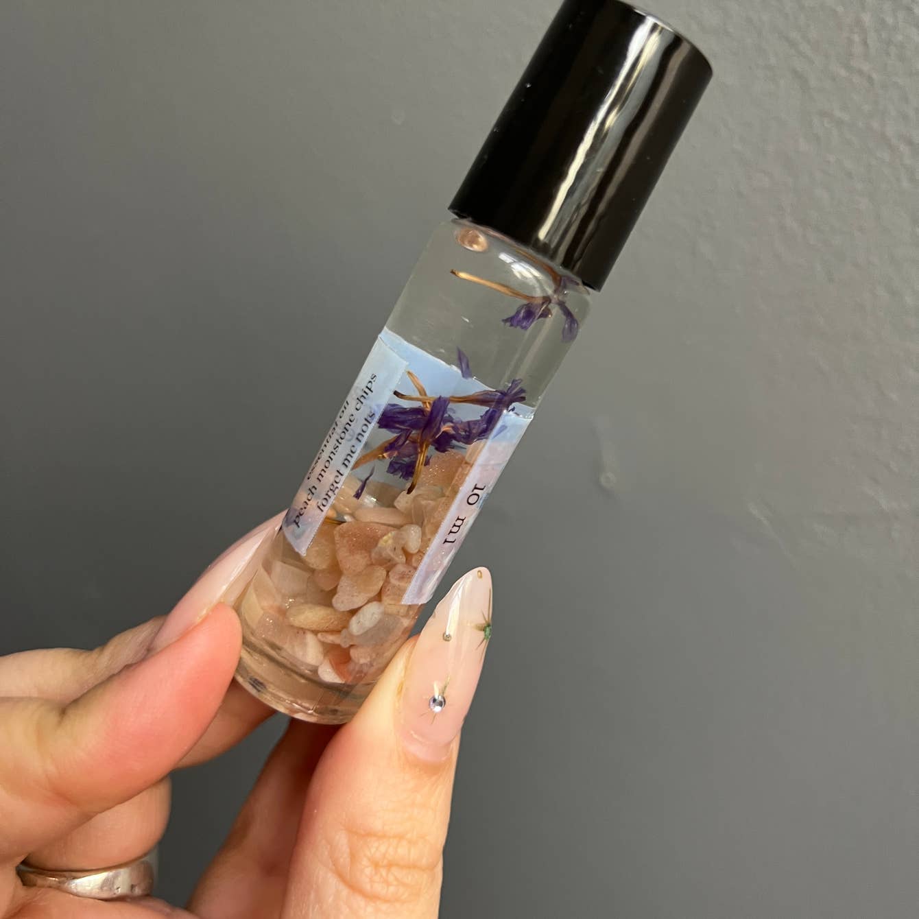 Peach Moonstone Crystal Perfume Roller