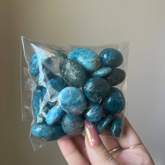 Blue Apatite Crystal Tumble Bag