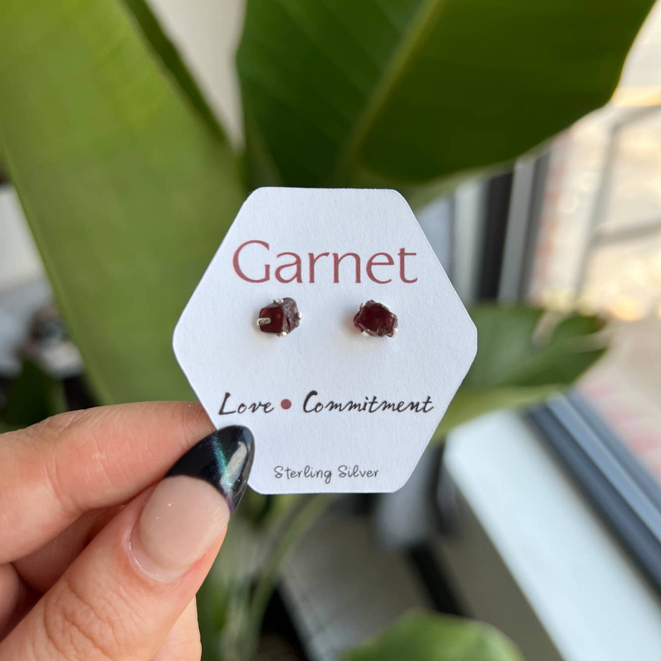 Garnet Gemstone Stud Earrings