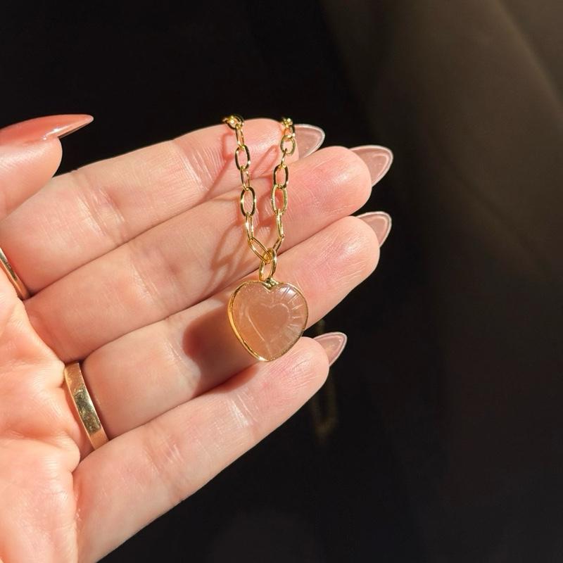 Crystal Heart Necklace - Gold-Fill Paperclip Chain, 18 in. + 2 in. Extension