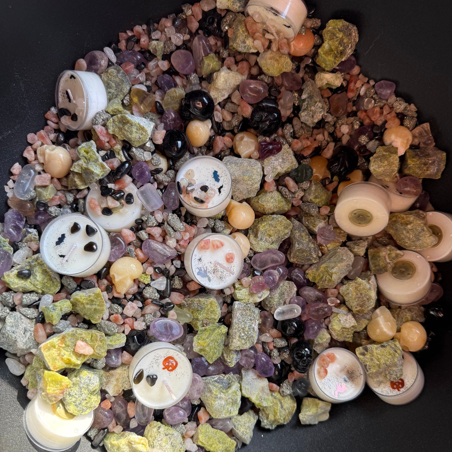Halloween Crystal Confetti Mix with Genuine Stones & Candle Tealights