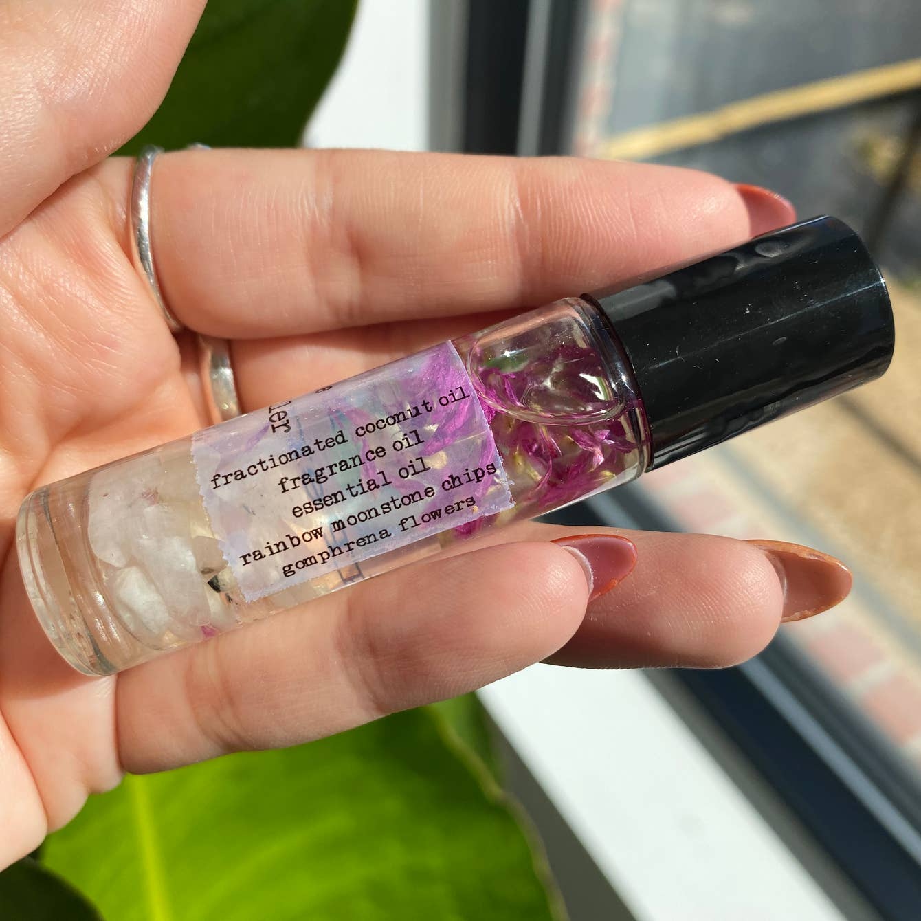 Rainbow Moonstone Crystal Perfume Roller
