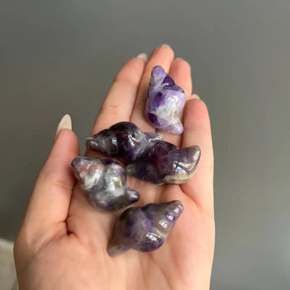 1 inch amethyst crystal cluster carving for calming tranquility