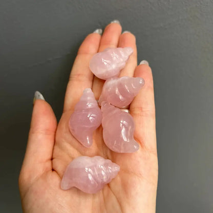 1 inch rose quartz seashell figurine for calming tranquility