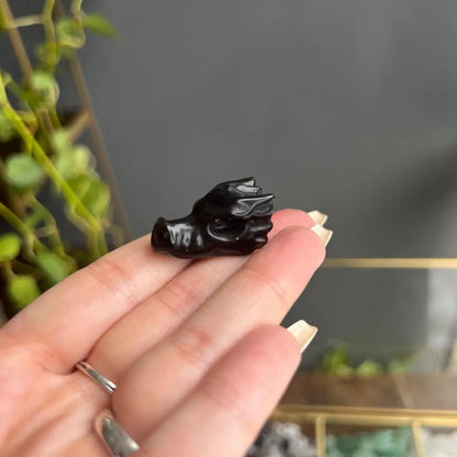 Black dragon pendant necklace with natural crystal stones for peace