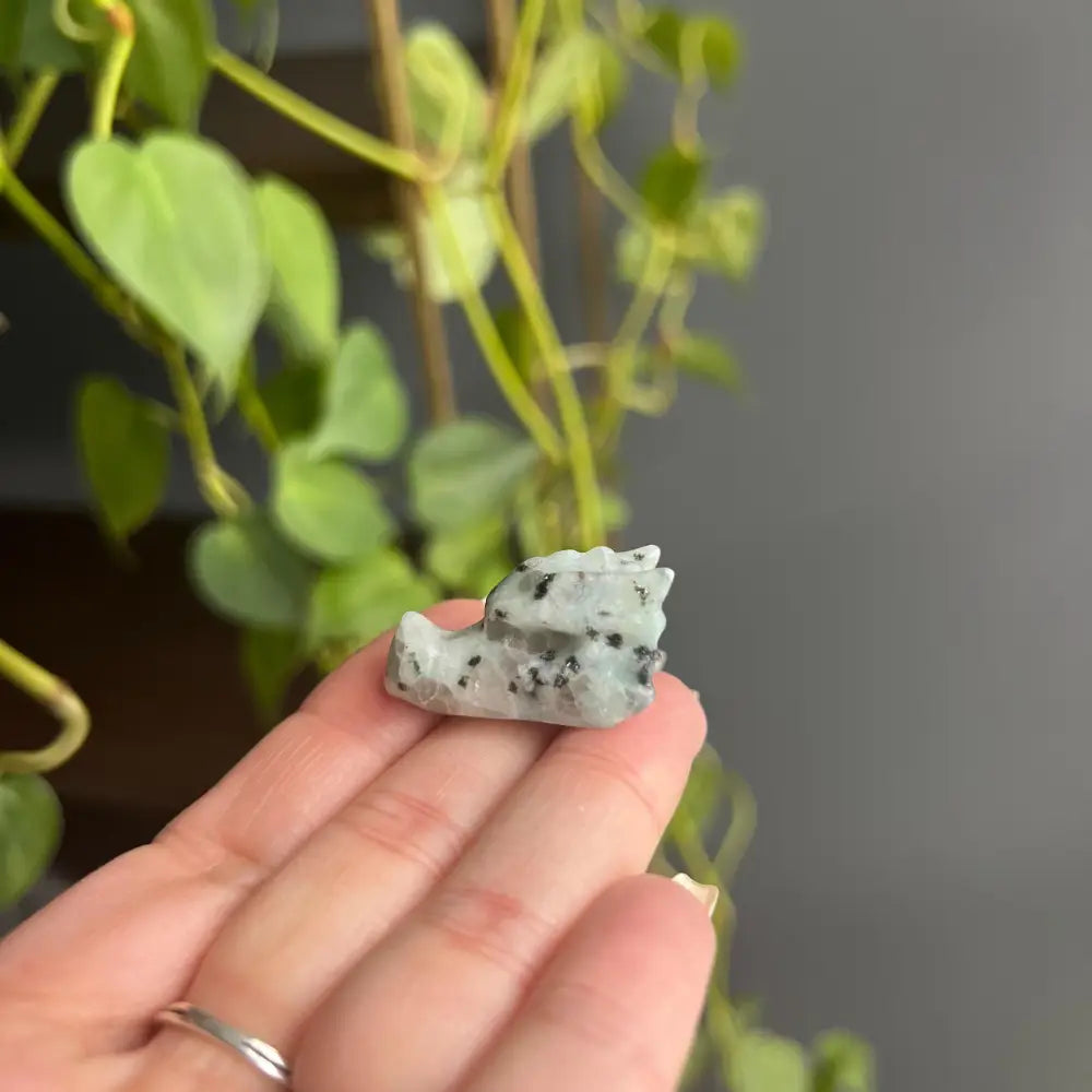 White and gray spotted stone pendant necklace for peace and calm