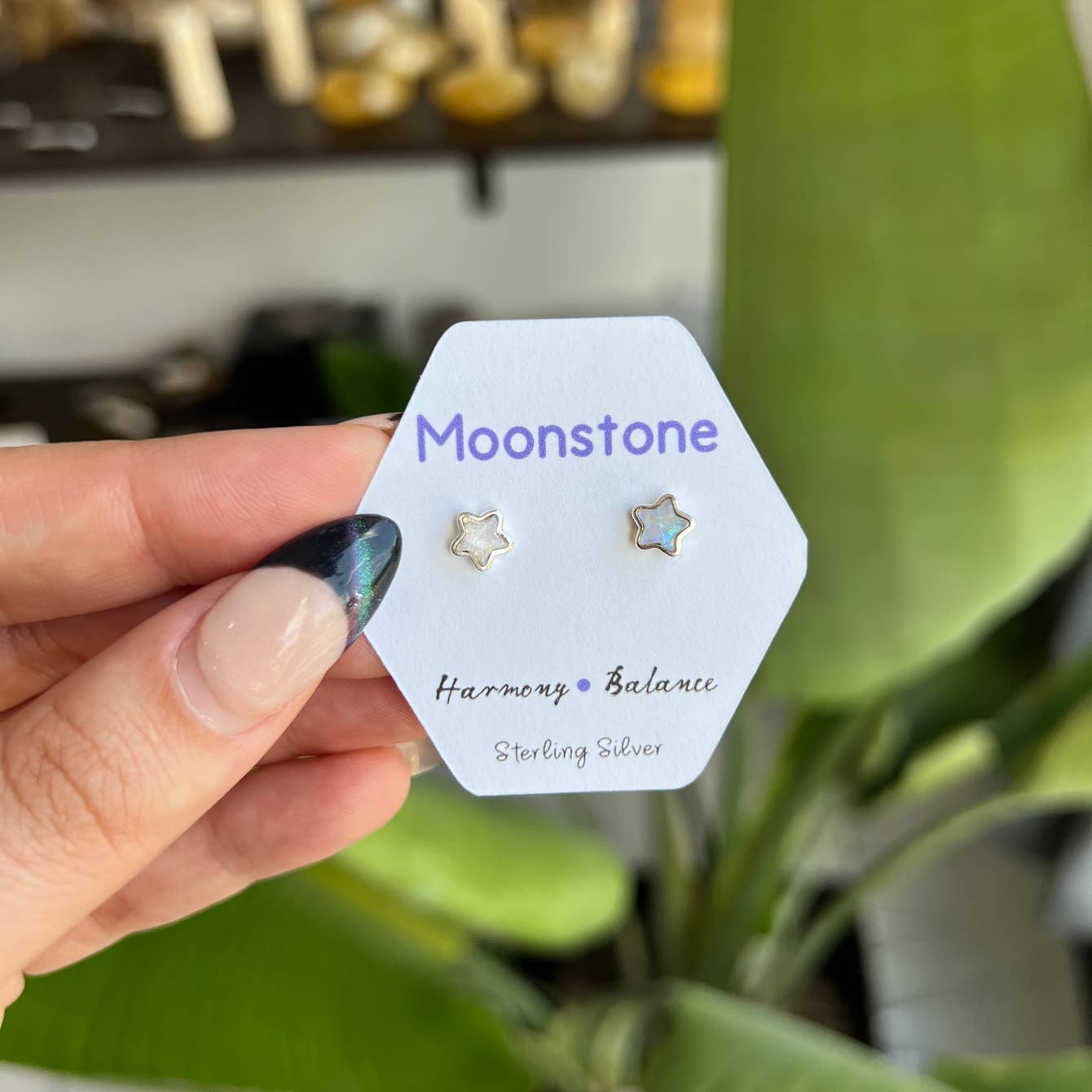 Moonstone Star Gemstone Stud Earrings