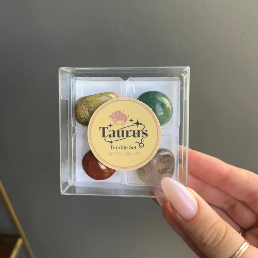 Taurus tumble set gemstone box in Zodiac Sign Tumbled Crystal Set