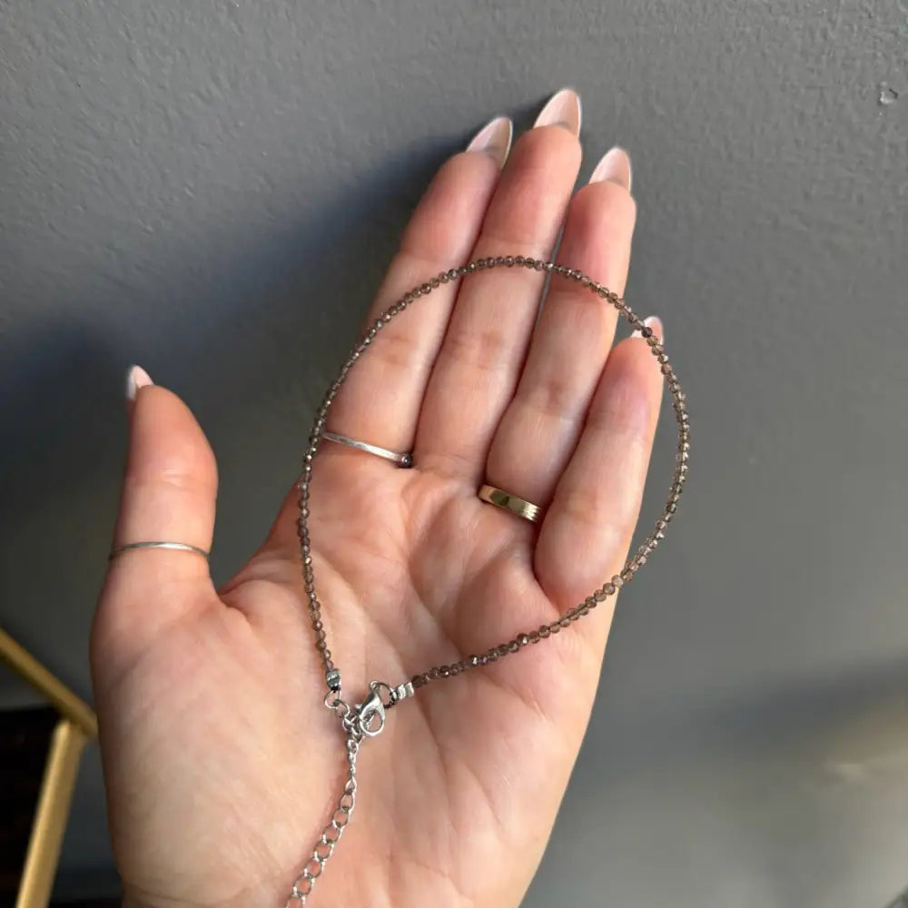 Rose gold beaded 3mm crystal anklet with pink gemstone and silver clasp