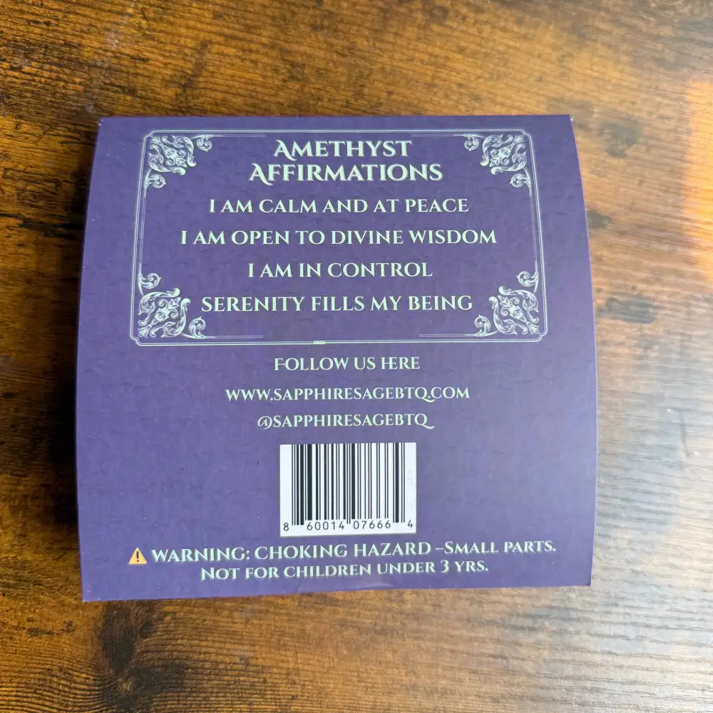 Purple amethyst affirmation box in Crystal Ribbon Bookmark 16 Inch