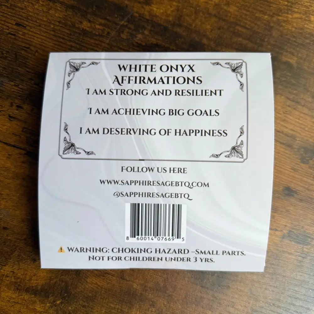 White onyx affirmation cards with black text and floral border in Crystal Ribbon Bookmark 16 Inch