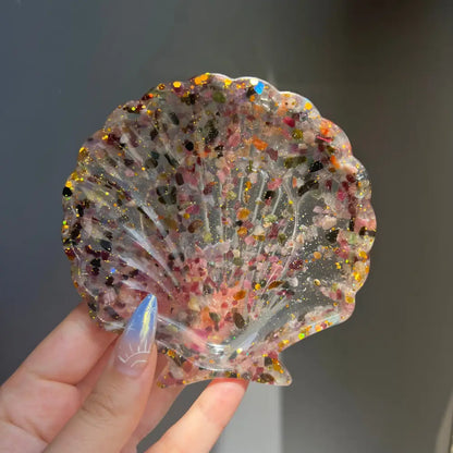 Crystal Seashell Resin Bowl with Glitter, Speckles & Crystals