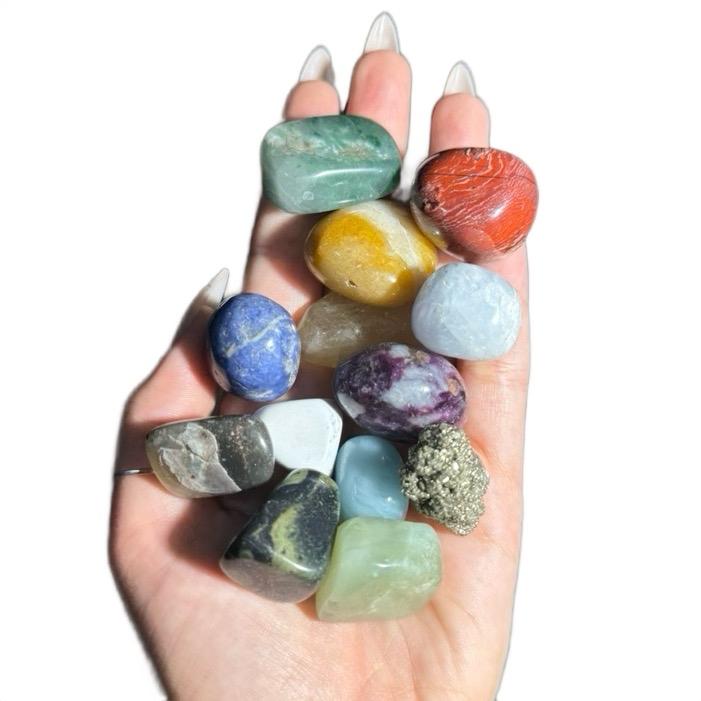 Mystery Intention Crystal Tumble Stone, 1 Piece with Printed Info Card, Pocket or Altar