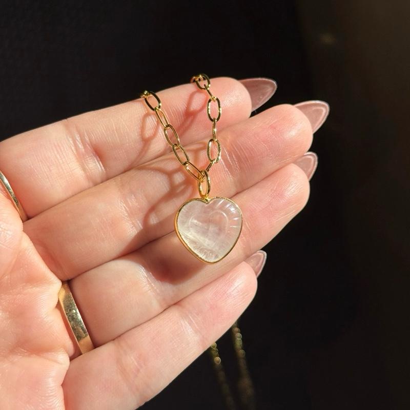 Crystal Heart Necklace - Gold-Fill Paperclip Chain, 18 in. + 2 in. Extension