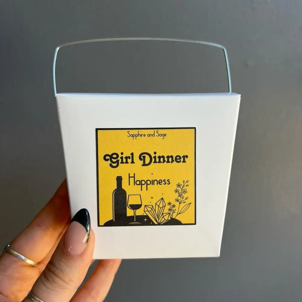 Yellow black Girl Dinner happiness candle box with wine design in crystal jewelry case