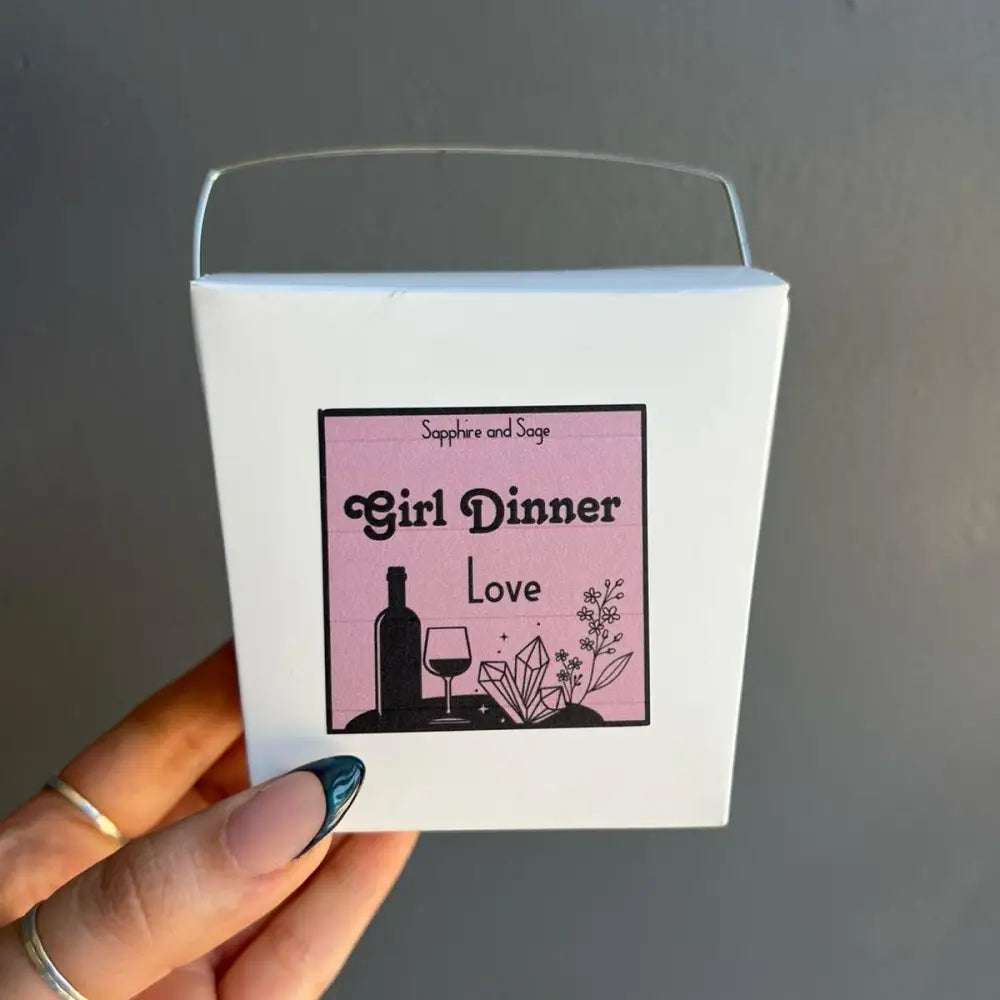 White Girl Dinner Crystal Box with pink wine glass label and gems