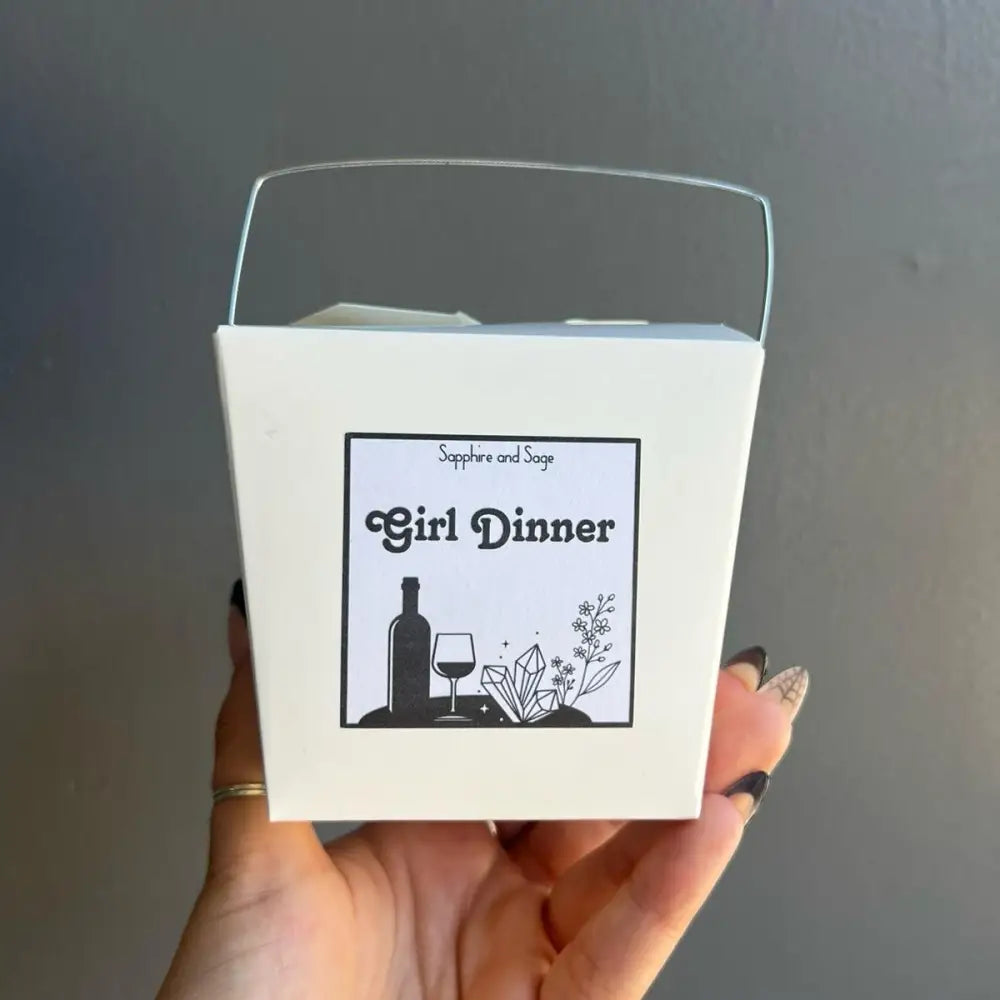 White girl dinner crystal box with wine glass design, handle, jewelry and gems