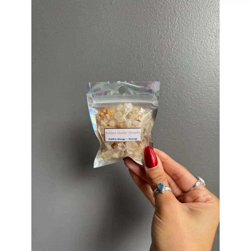 Clear plastic bag of white meditation rocks for crafts and decor