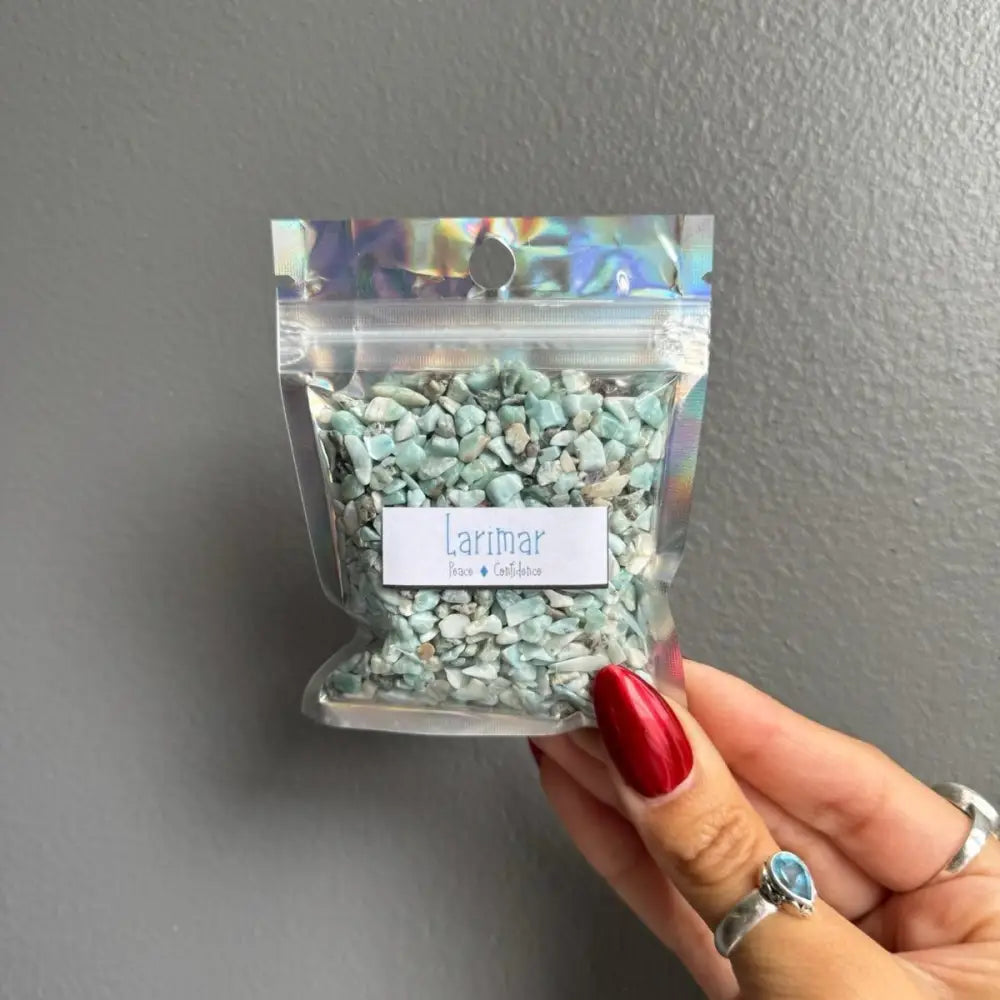 Premium Larimar gemstone chip stones bagged for crafts