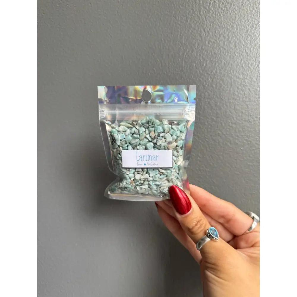 Lavender gemstone necklace in clear bag with silver label for crafts