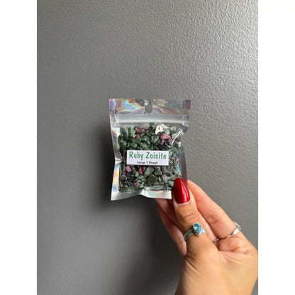 Premium Ruby Zeolite Crystal Chip Stones in Bag for Crafts