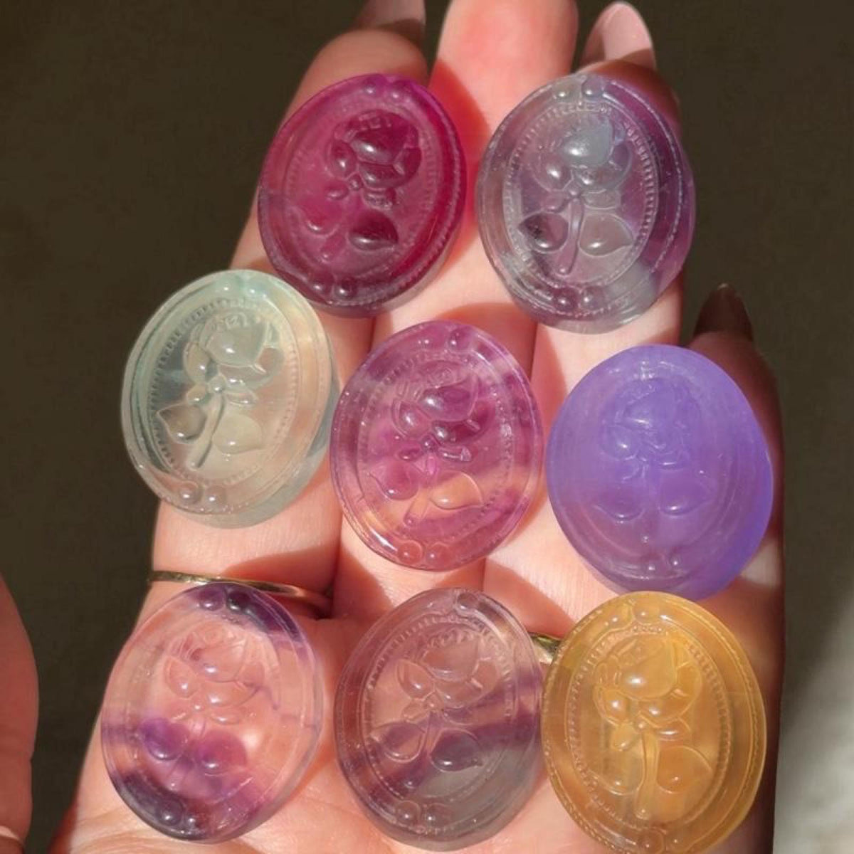 Fluorite Rose Carving Mini Crystal, Under 1 Inch Genuine Stone Flower, Natural Banding