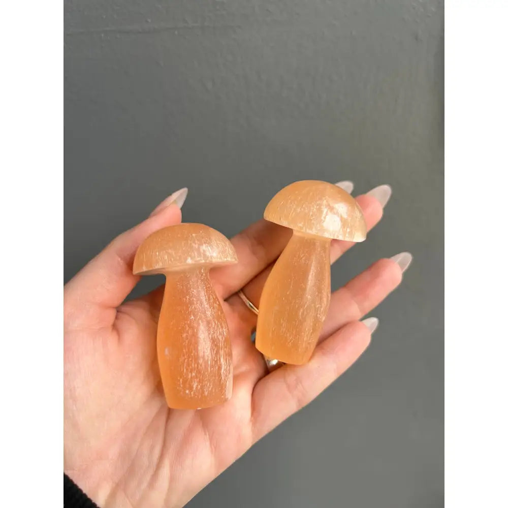 Peach Moroccan selenite mushroom carving stress ball in silicone