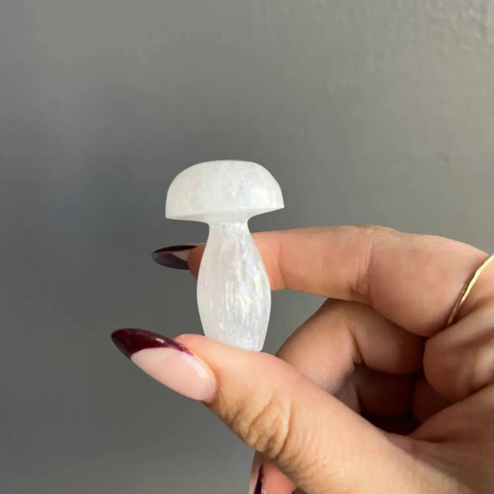 White Moroccan Selenite Mushroom Ring with Gold Band