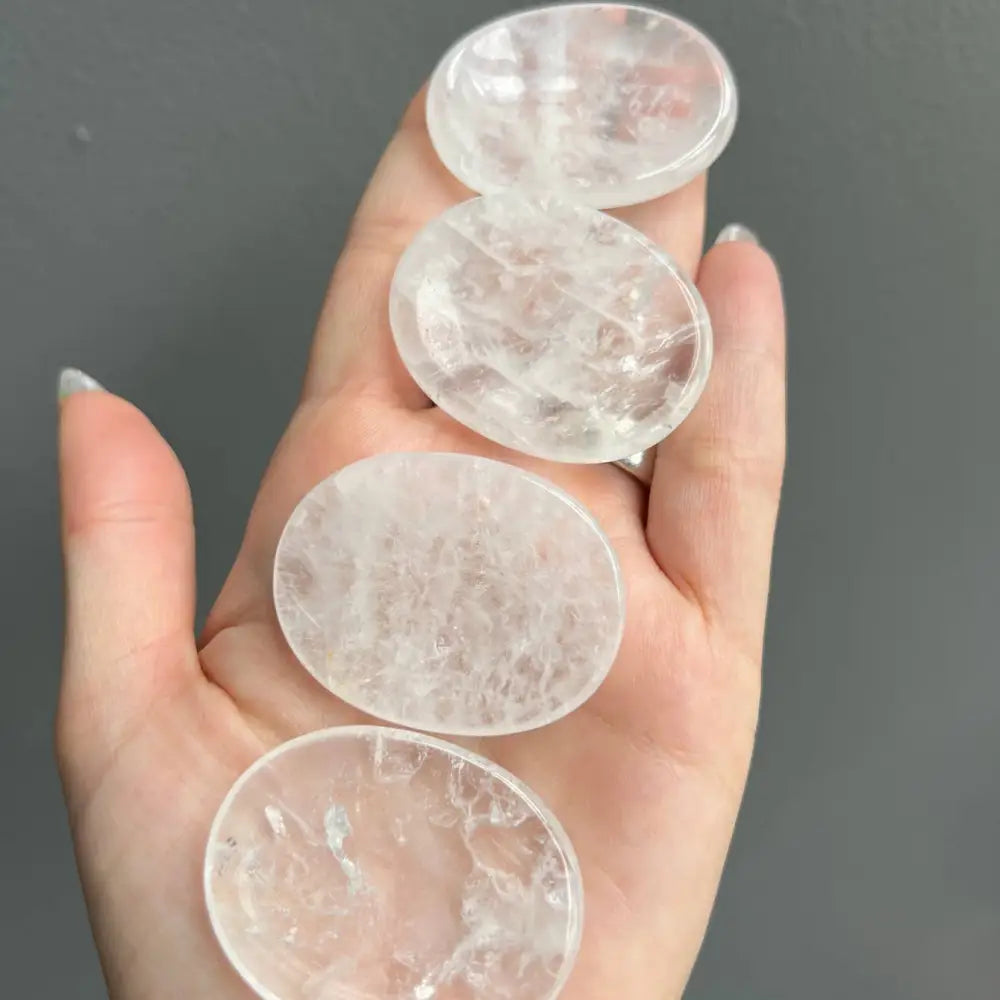 Clear quartz crystal pendants in 2-inch natural stone worry stone
