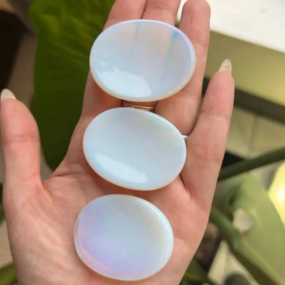 Smooth 2-inch opalite cabochon worry stone