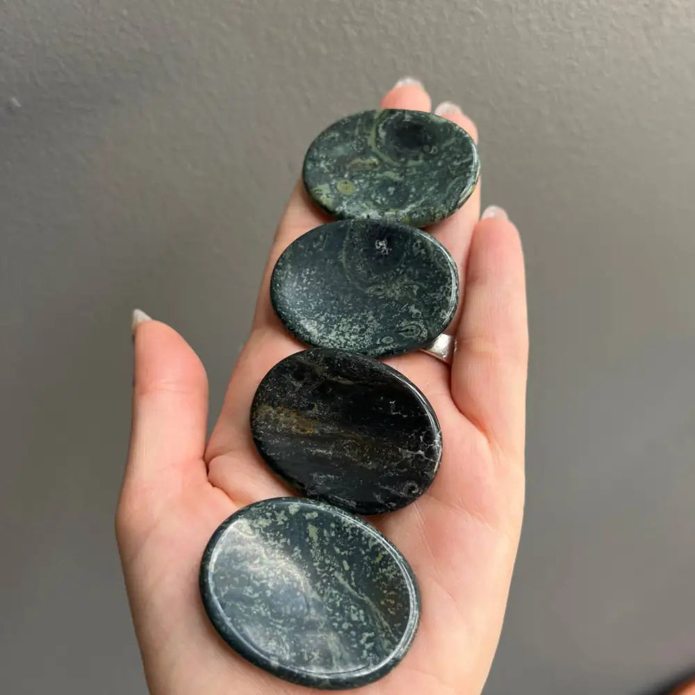Black moon phase worry stone, 2 inches, polished natural textures