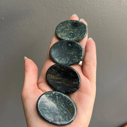 Black moon phase worry stone, 2 inches, polished natural textures