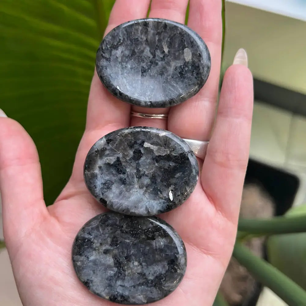 Black and white agate worry stone coaster set, 2 inches, polished natural finish