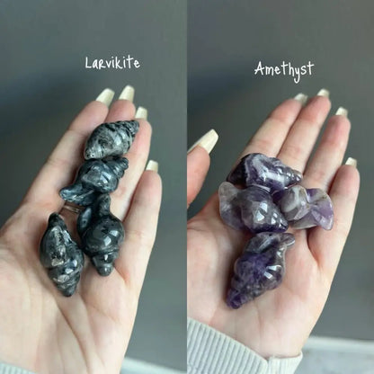 Larvikite crystal shells from Natural Ocean Collection, dark gray with black speckles