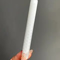 Etched selenite crystal wand carved from natural Moroccan selenite