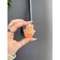 Peach selenite Hamsa hand 1.5-inch carved stone pendant necklace