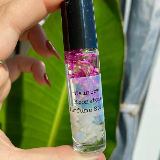Rainbow Moonstone Crystal Perfume Roller 10ml