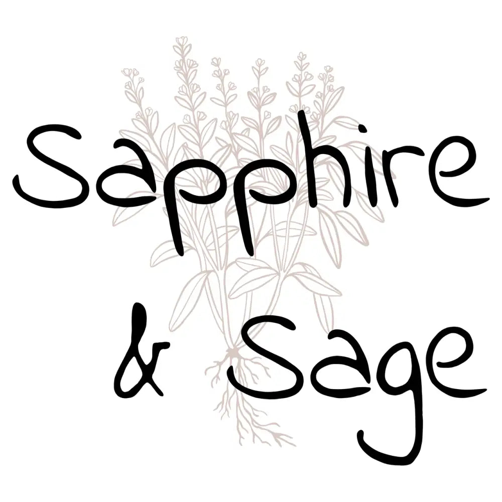 Sapphire and Sage digital gift card design with sapphire blue and sage green branding